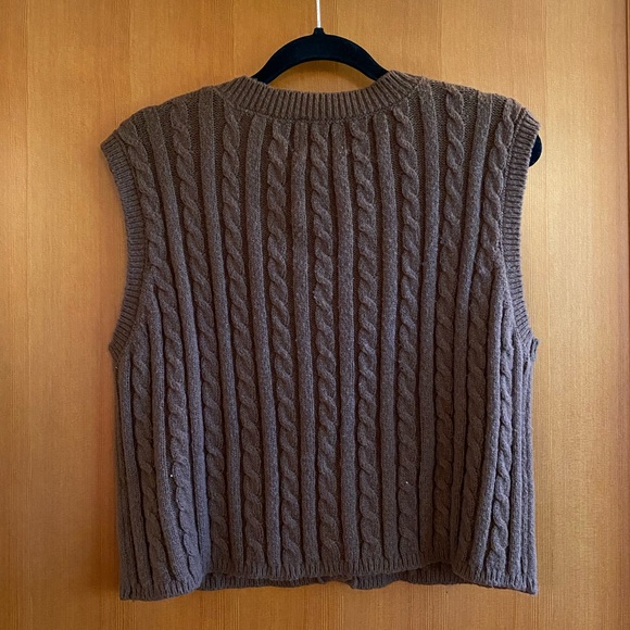 NWOT pink rose brown button sweater vest - Picture 2 of 5